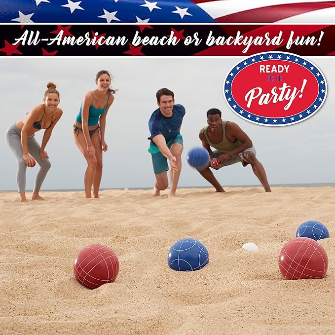 Franklin Sports Bocce Ball Set — 8 All Weather Bocce Balls and 1 Pallino — Beach, Backyard Lawn or Outdoor Party Game — Professional, American, and Starter Set Options