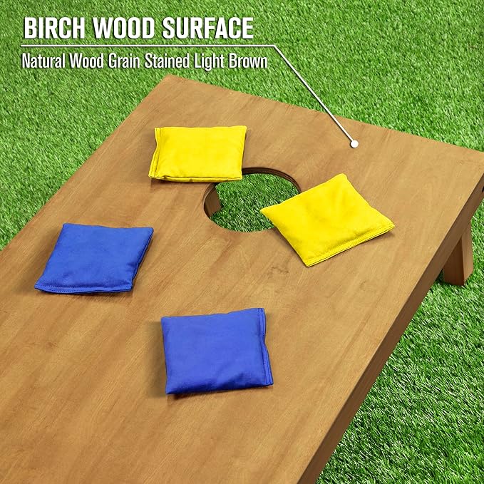 GoSports 4 ft x 2 ft Regulation Size Wooden Cornhole Boards Set - Includes Carrying Case - Full Regulation Size Bean Bag Toss Boards