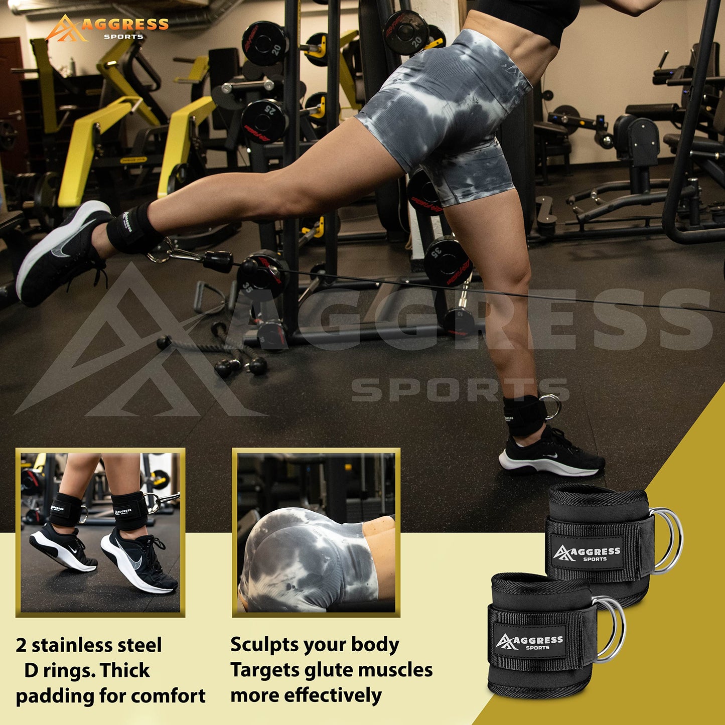 Premium Barbell Pad Set – Hip Thrust Pad & Squat Pad for Barbell Training – Gym Bar Pad Kit with Ankle Straps, Resistance Bands – Gym Equipment for Women
