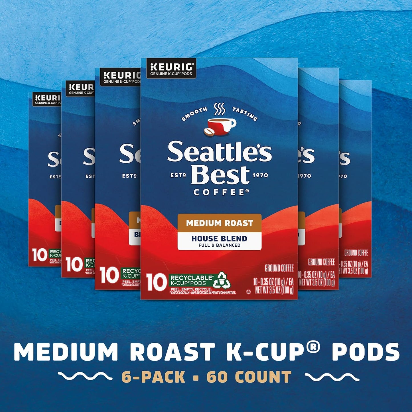 Seattle’s Best Coffee - Medium Roast K-Cup Pods | House Blend, 100% Arabica, 60 Pods Total