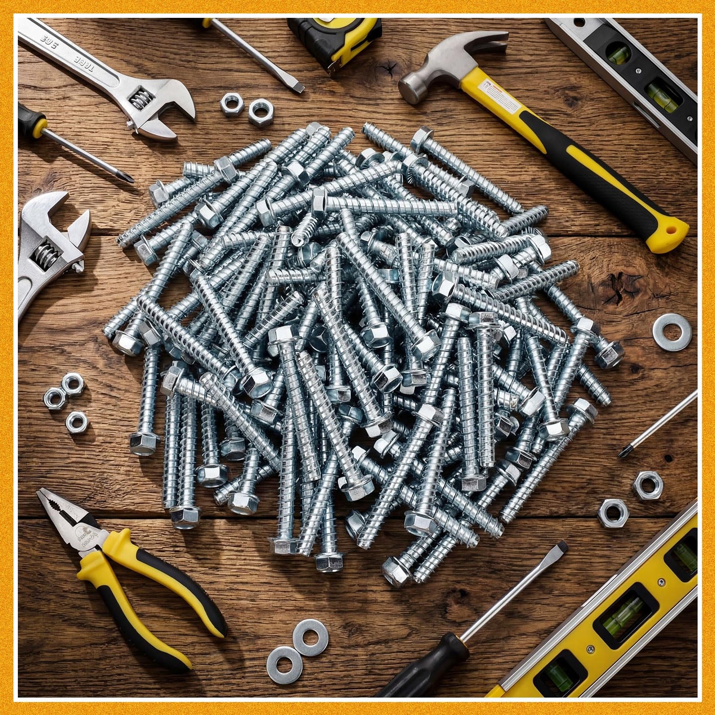 Hicarer 120 Pack 1/2" x 4" Concrete Screw for Anchoring to Masonry, Galvanized Heavy Duty Large Diameter Masonry Screws for Anchoring, Brick, Block, Decking and Framing, Hex Drive