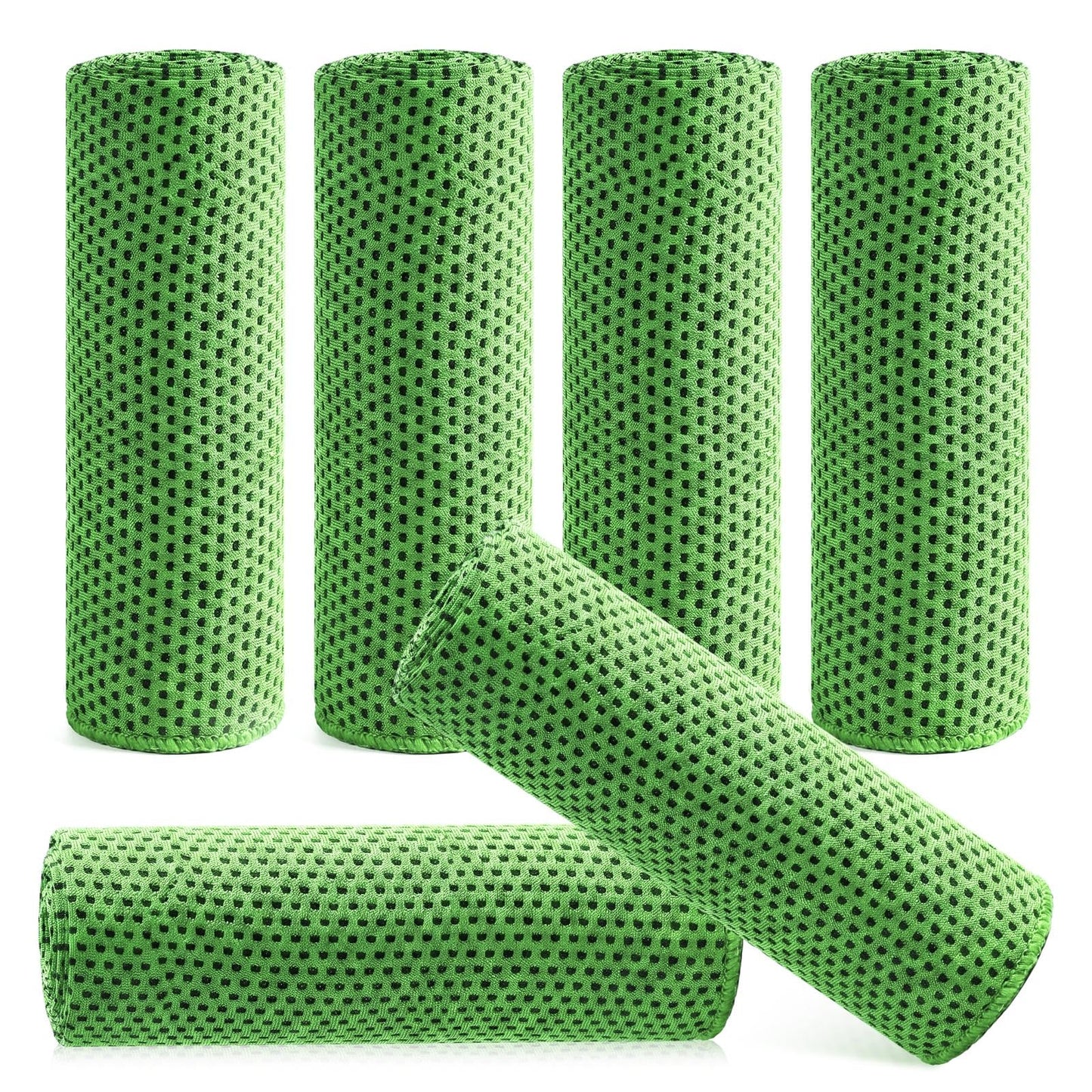 Hosuly 6 Pack Cooling Towels 40"x12" Ice Towel Cooling Neck Wraps Soft Breathable Chilly Stay Cool in Summer for Sports Yoga Golf Gym Activities(Bright Green)