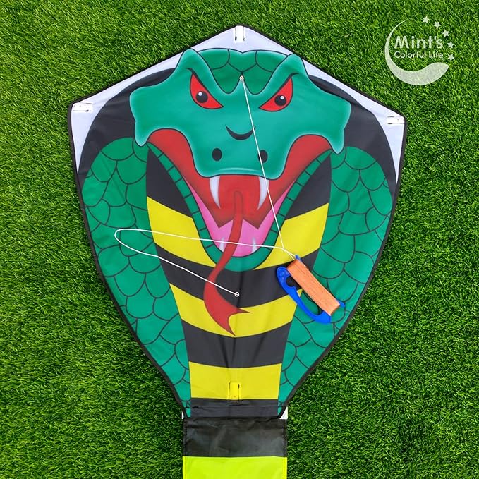 Large Cobra Kite for Adults Kids Boys with Super Long Tail, Extra Easy to Fly, Best Huge Kites for The Beach/Party/Field/Park, It Will Dominate The Sky!