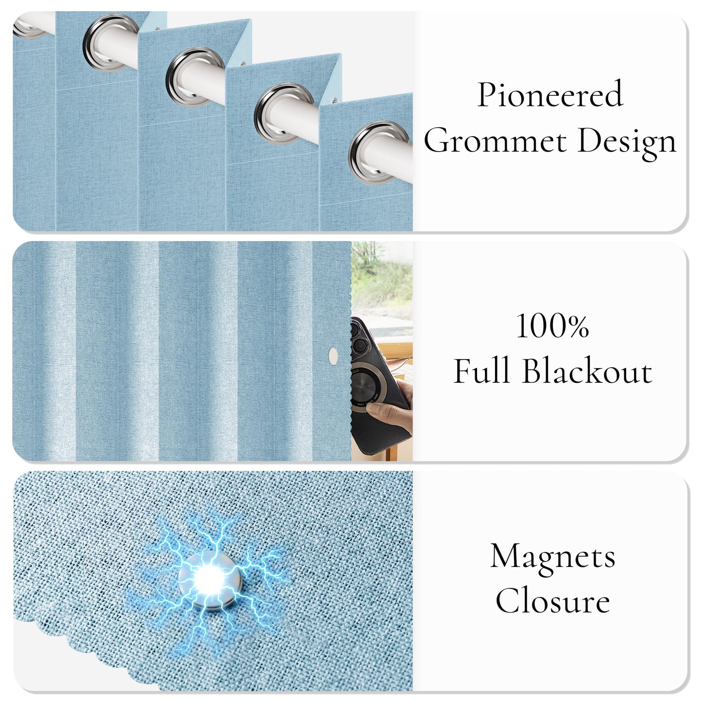 HMYI 100% Blackout Magnetic Curtain for Closet Door, Accordion Folding Door Curtain for Doorway/Laundry/Pantry/Hallway, 1 Panel, W45 x L80, Blue