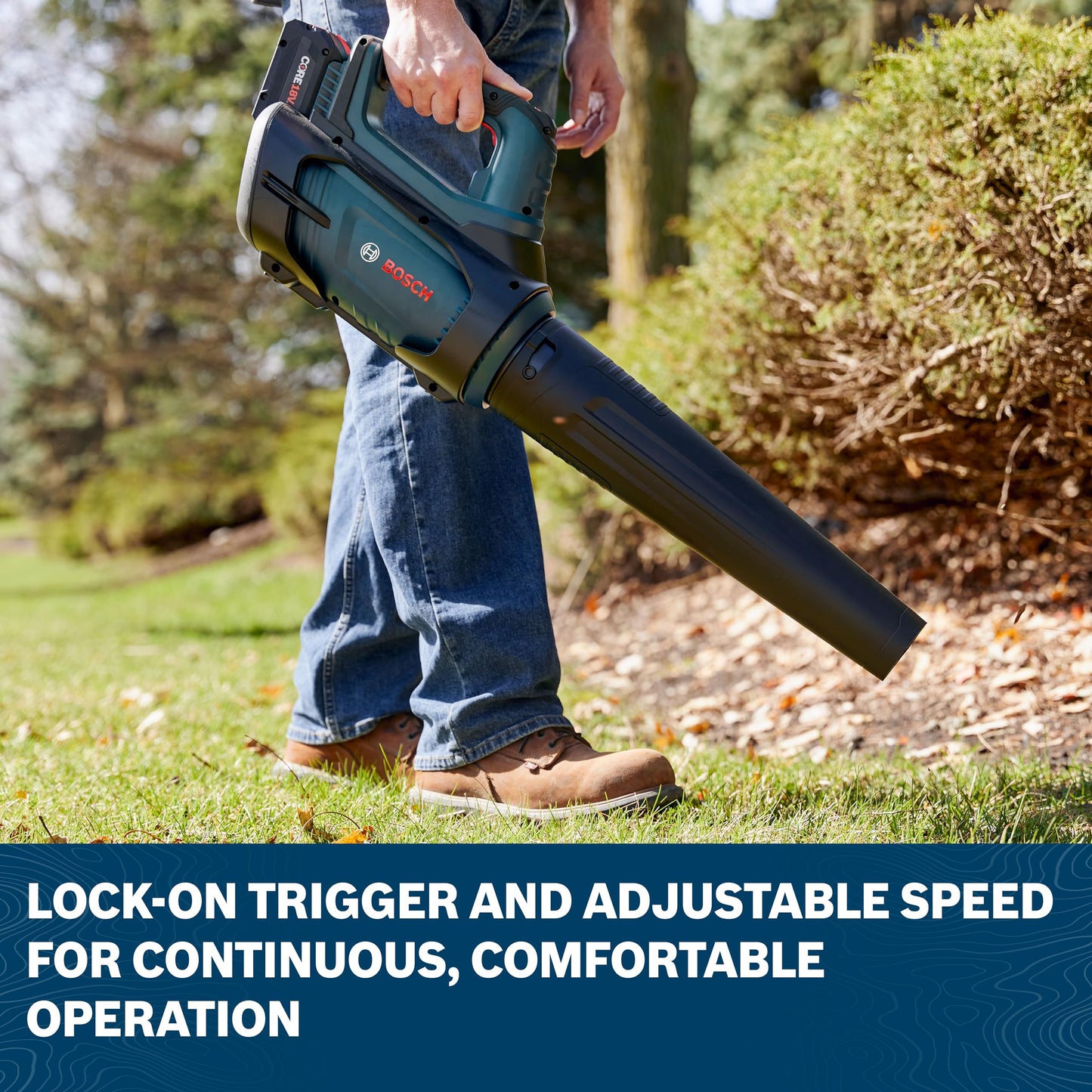 BOSCH GBL18V-450N 18V Brushless Cordless Leaf Blower, 450 CFM Jobsite Air Broom for Workshop & Yard Cleanup (Bare Tool)
