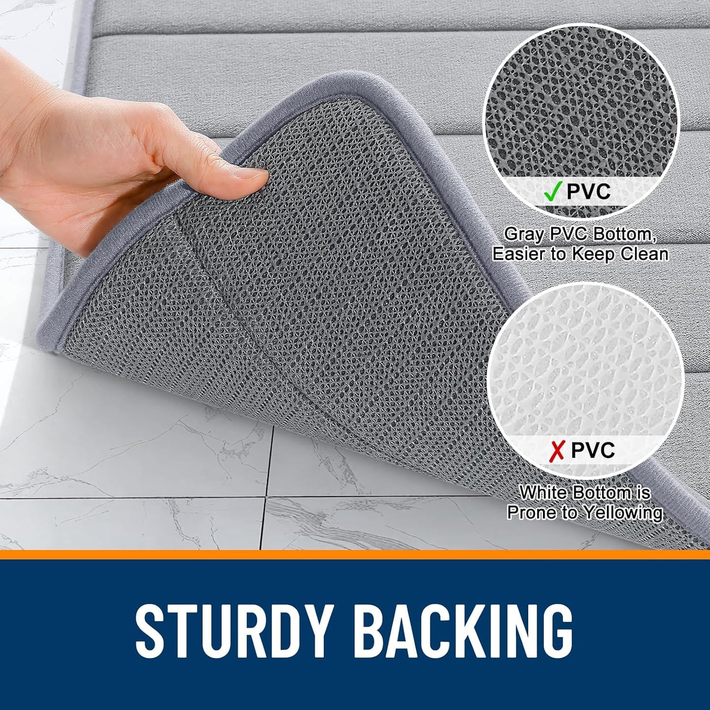 OLANLY Memory Foam Bath Mat - Super Soft & Absorbent | Quick Dry, Machine Washable, 30x20 in Grey