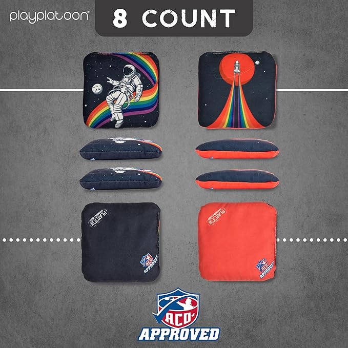 Play Platoon Cornhole Bags Set of 8 Regulation Professional Corn Hole Bean Bags ACO Approved, Competition Weight, Slick and Stick