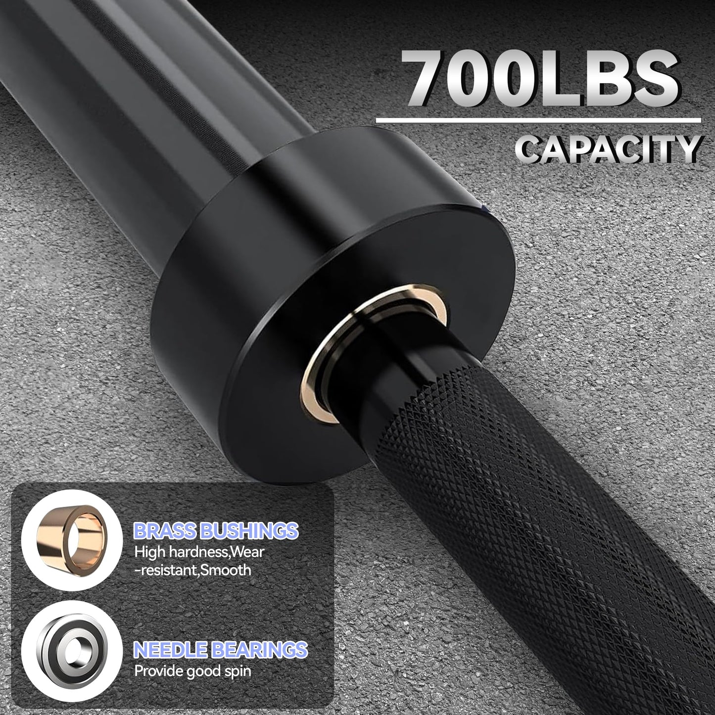 7FT/4 ft Home Gym Barbell Bar – 700LB/1500LB/500LB Capacity, Anti-Slip Knurling, Solid Steel, for Weightlifting, Strength Training