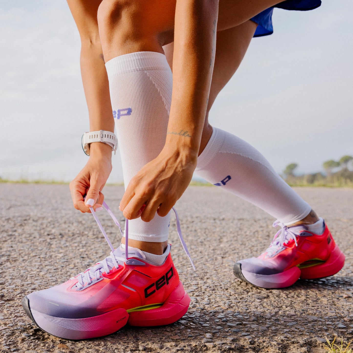 CEP Core Run Ultralight Calf Sleeves, Lilac/Pink, Women, III