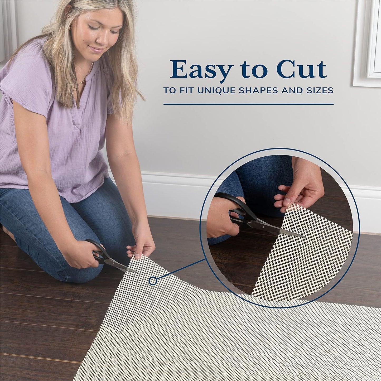 Veken 8 Ft Round Rug Pad - Non-Slip Gripper for Hardwood & Tile Floors | Thick Anti-Skid Mat