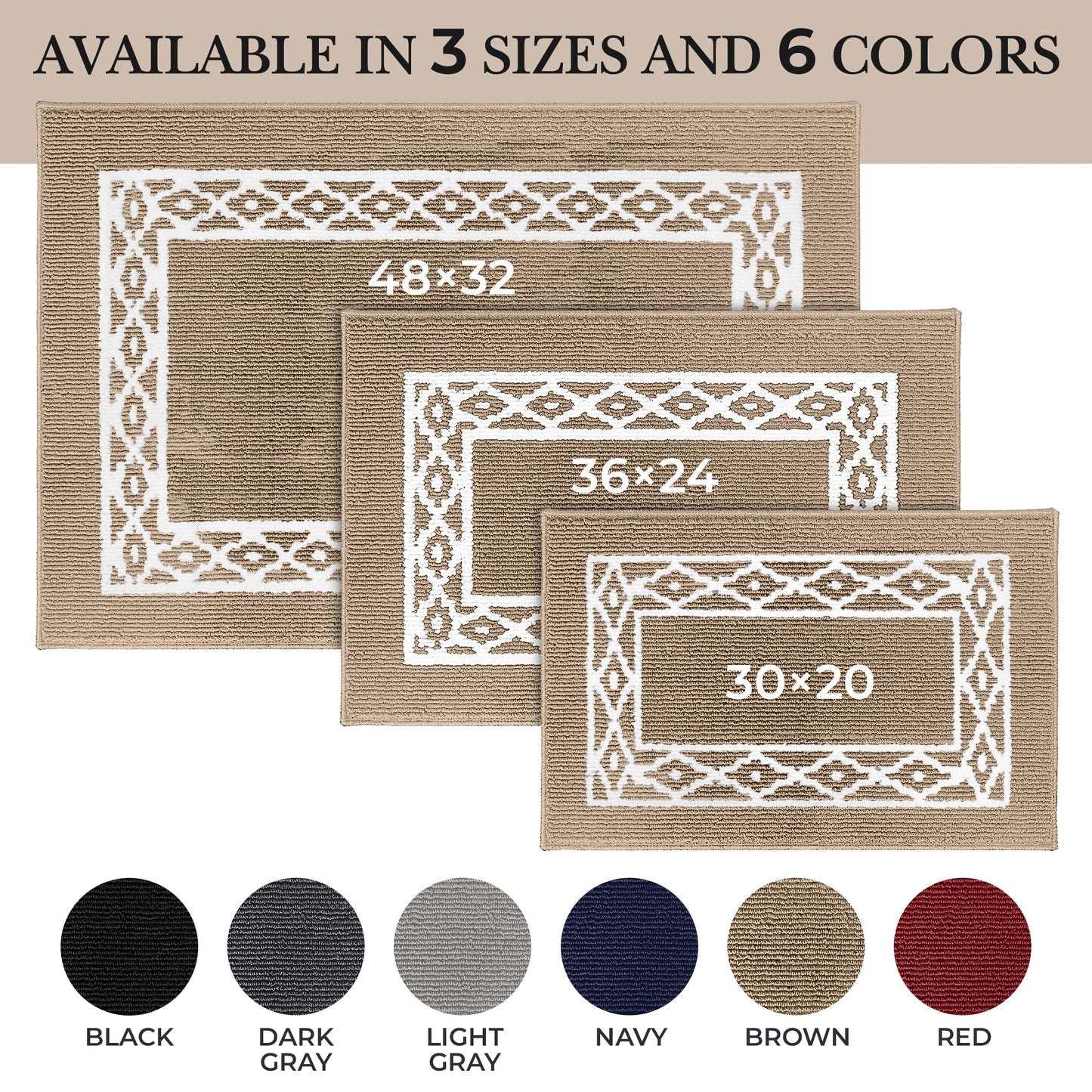 RugMast Premium Quality Polypropylene Indoor Door Mat - Beautiful Design with Non-Slip Backing, Washable & Low Profile Doormat - Ideal for Entryway Doors, Foyer, and Mudroom (20" x 30")