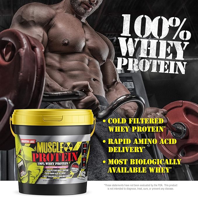 Muscle Whey Protein Flavored Protein Powder, 25,000mg Amino Acids/Serving, Cold Filtered(Packaging May Vary) (12 Pound (Bucket), Cookies & Cream)