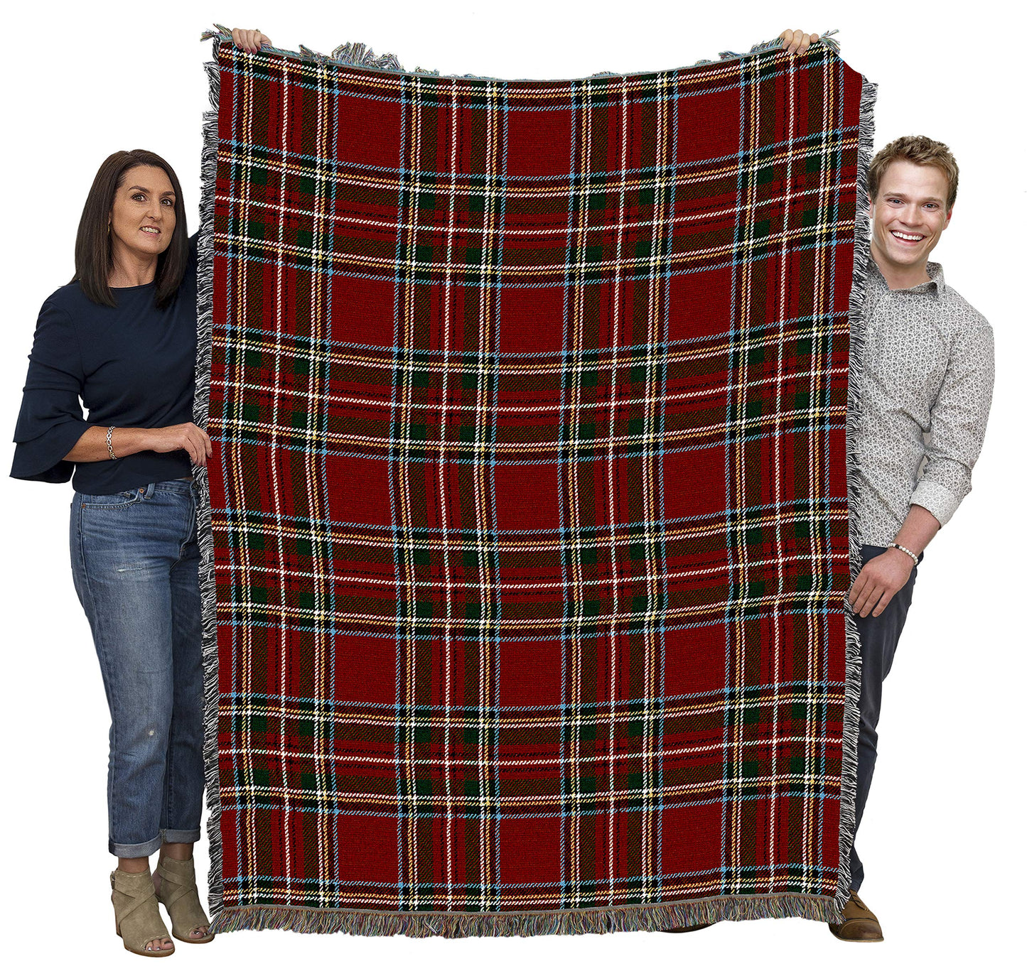 Pure Country Weavers Plaid Blanket Stewart Royal Tartan - Patterns Gift Tapestry Throw Woven from Cotton - Made in the USA (72x54)