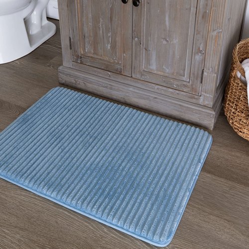 Mohawk Home 17" x 24" Augusta Bath Mat Sky Blue Machine Washable Non Slip Bathroom Rug