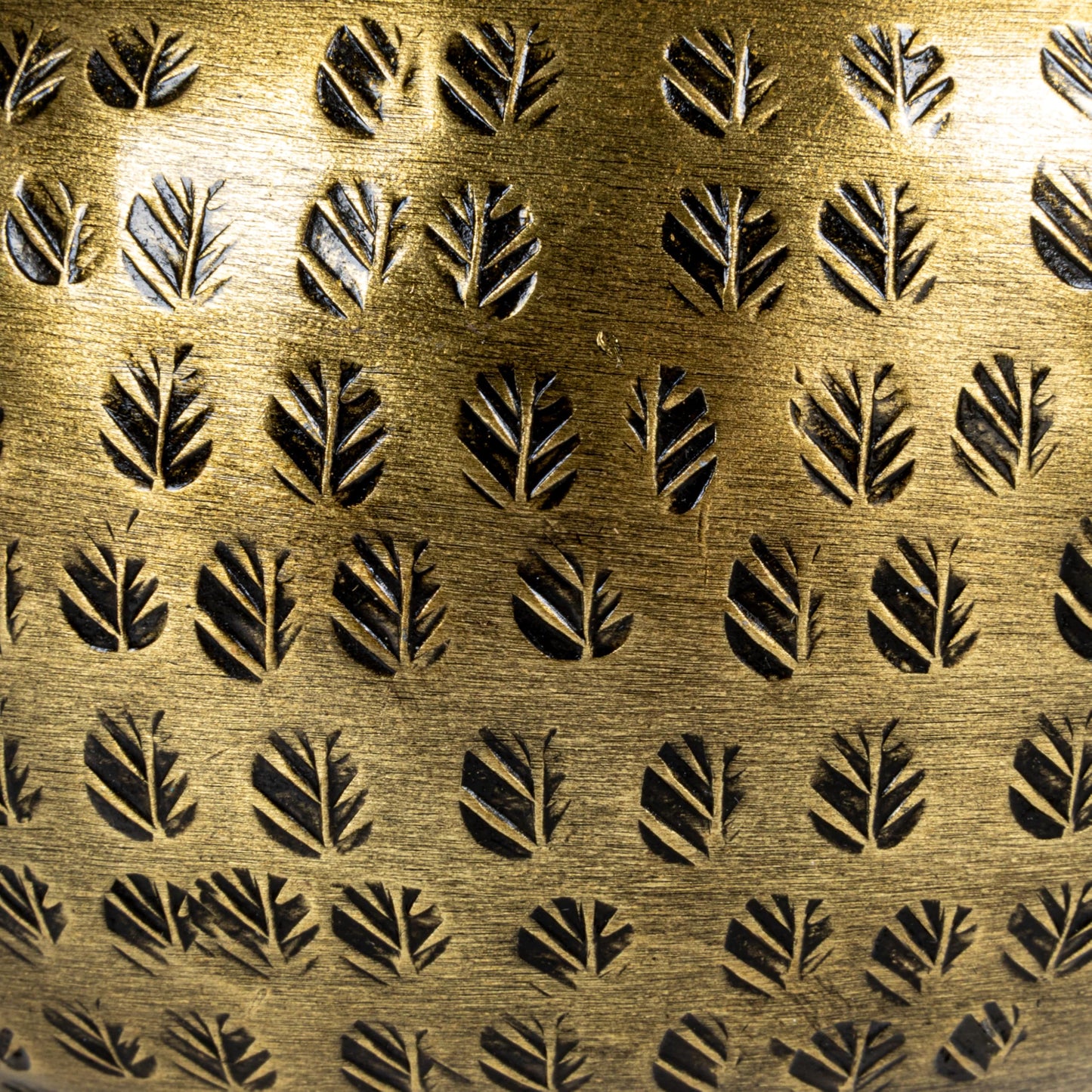 Round Hammered Metal Container with Bird Finial, Brass Finish