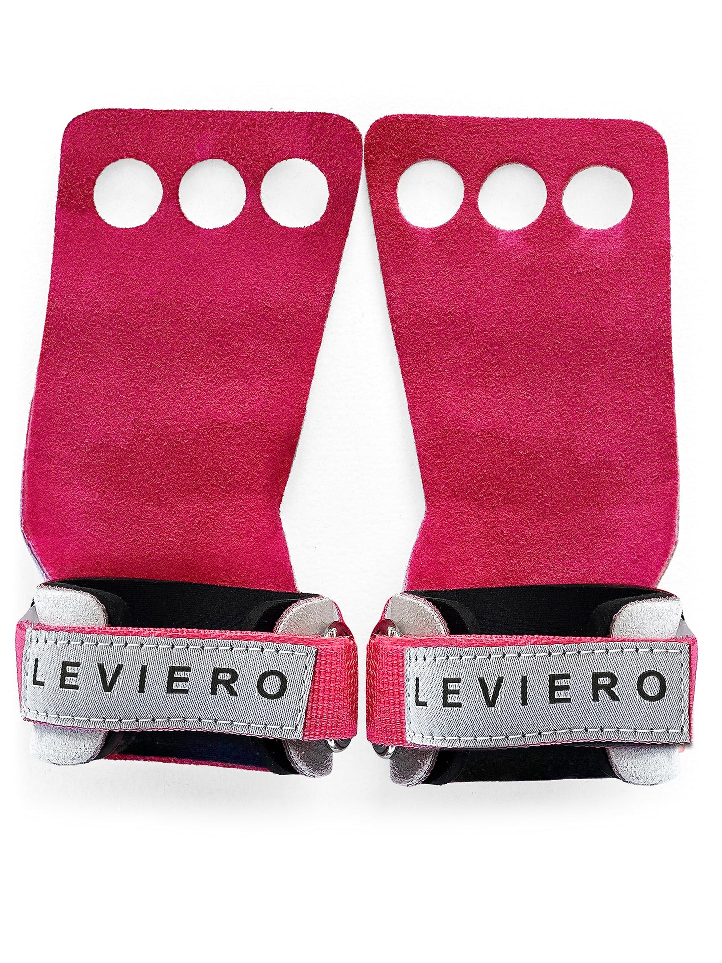 LEVIERO Woddies Gymnastics Grips for Crossfit, Pull-Ups, Weightlifting - Soft Leather, Comfort Fit, Durable WOD Grips for Adults XL Pink