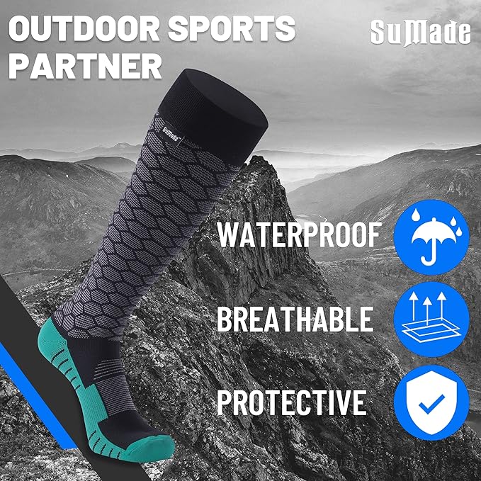 Waterproof Socks, Men Women Knee High Hiking Kayaking Socks 1 Pair