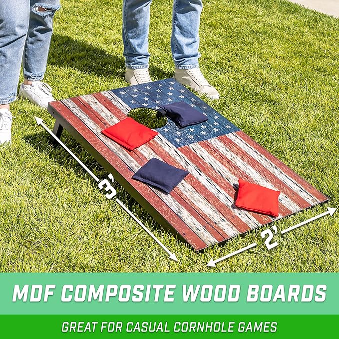 GoSports Portable Cornhole Sets, 8 Styles – Choose 4 x 2 ft or 3 x 2 ft - Boards Include 8 Bean Bags, Travel Case, and Game Rules