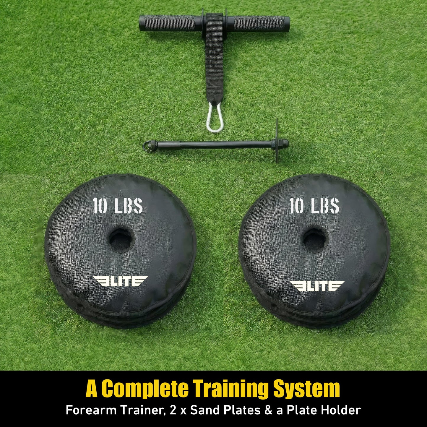 Elite Forearm Strengthener, Forearm Roller with 2x10lbs Sand Plates, Plates Holder & Adjustable Straps, Thick Anti-Slip Handle, Forearm Exerciser, Wrist Roller, Arm Blaster, Hand Grip Strengthener
