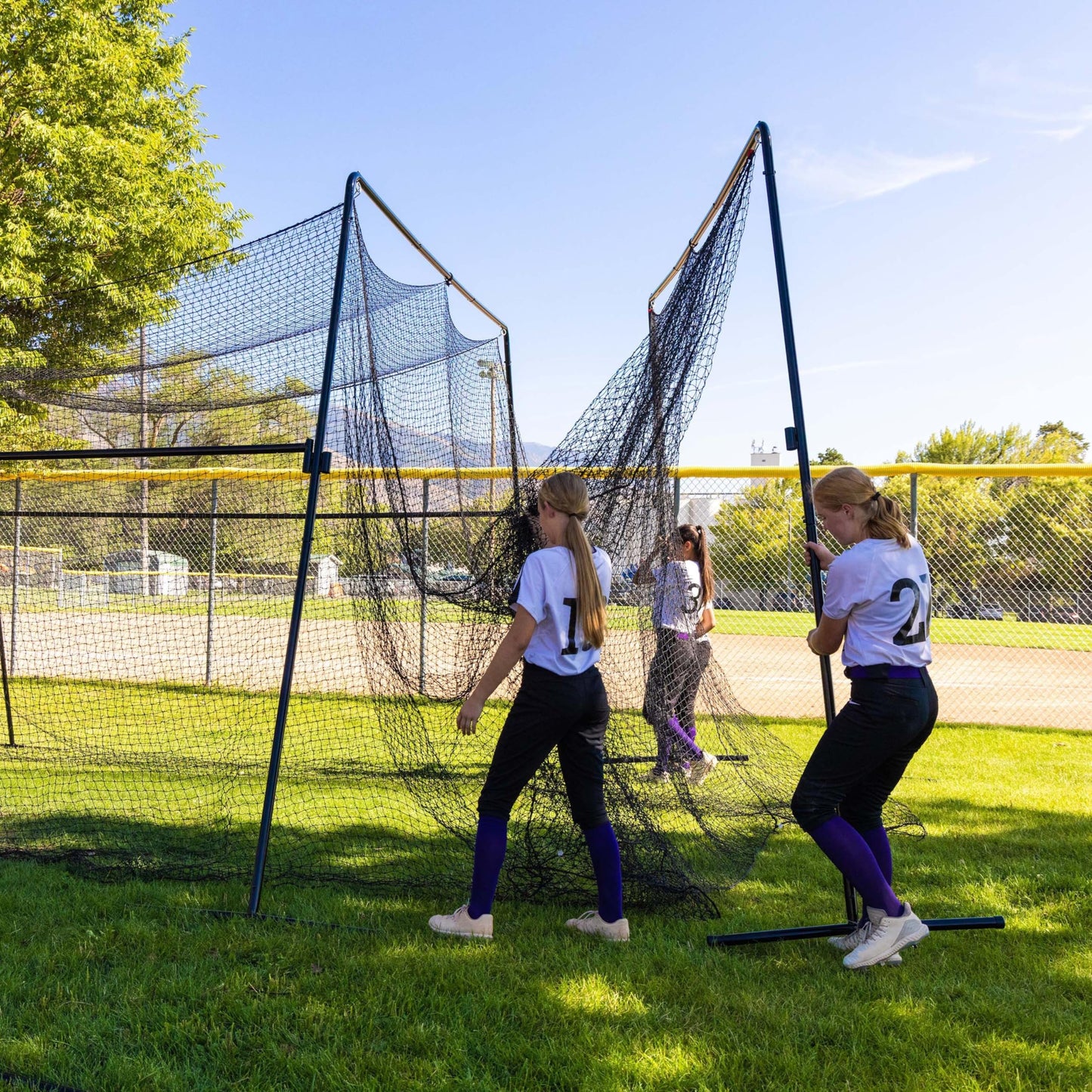 Skywalker Sports 40 Foot Competitive Batting Cages for Backyard or Indoor Baseball and Softball Collapsible Black Frame and Net