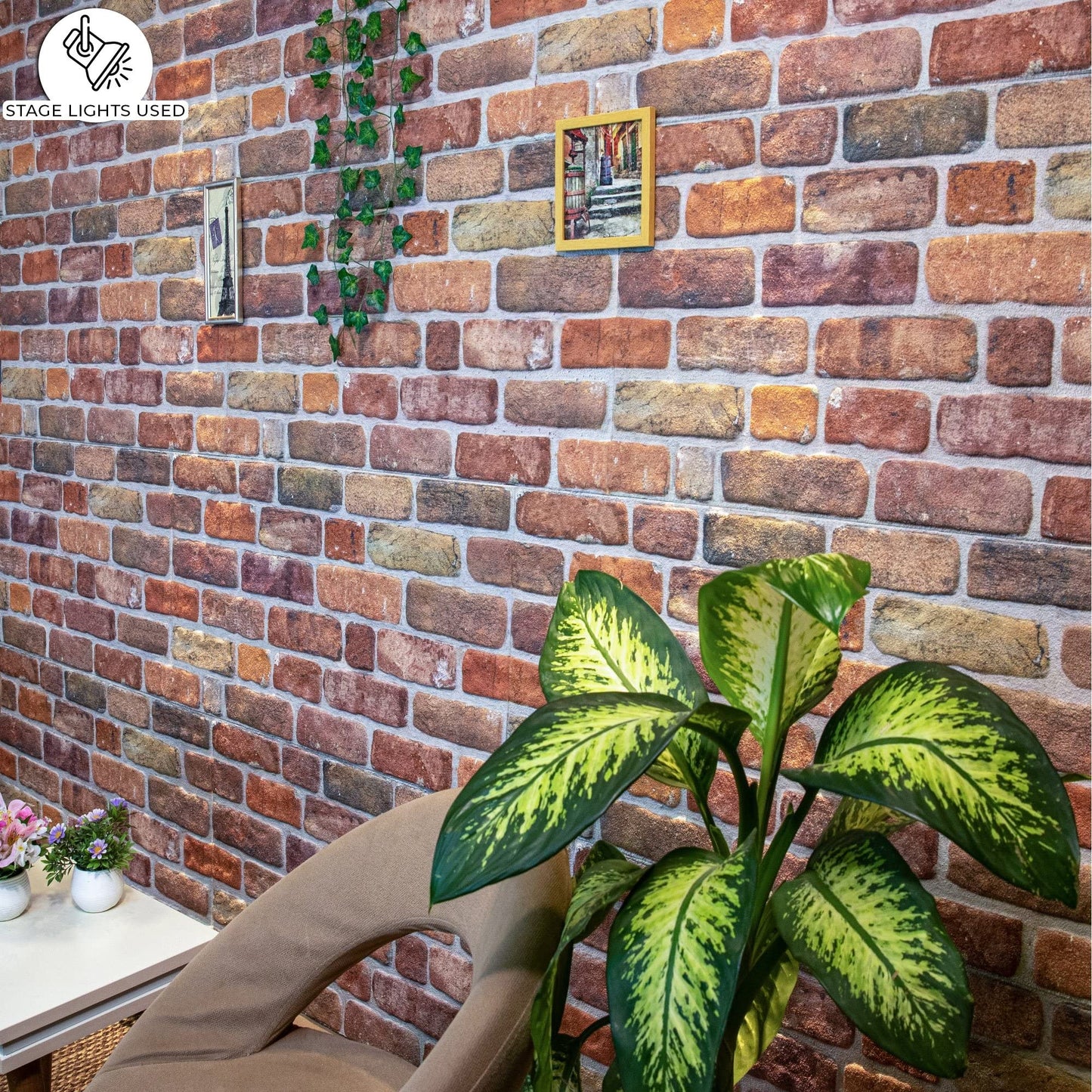 Dundee Deco 3D Wall Panels Faux Brick - Cladding, Brown Beige Stone Look Wall Paneling, Styrofoam Facing for Living Room, Kitchen, Bathroom, Balcony, Bedroom, Set of 5, Covers 27 sq ft