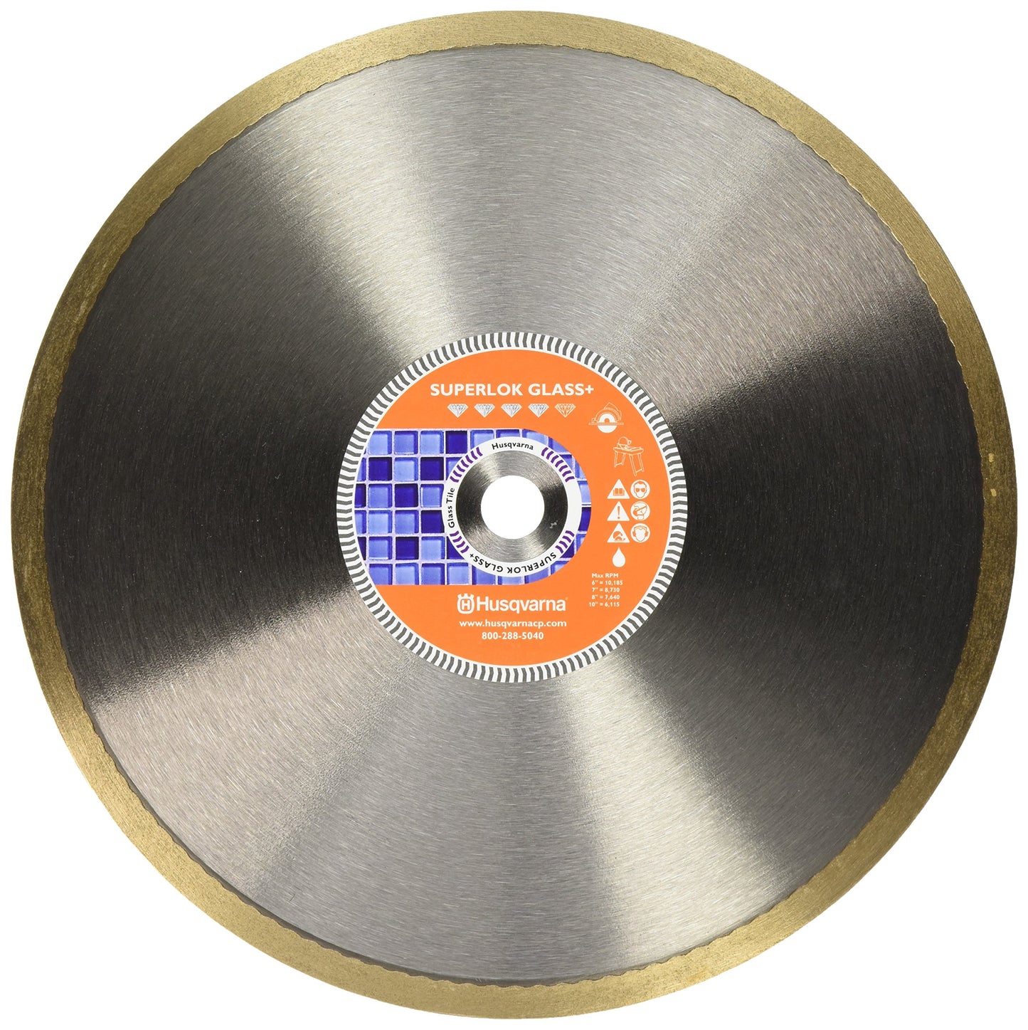 Husqvarna 542776618 Superlok Glass Plus Diamond Tile Blade, Gold 10-Inch x 5/8-Inch