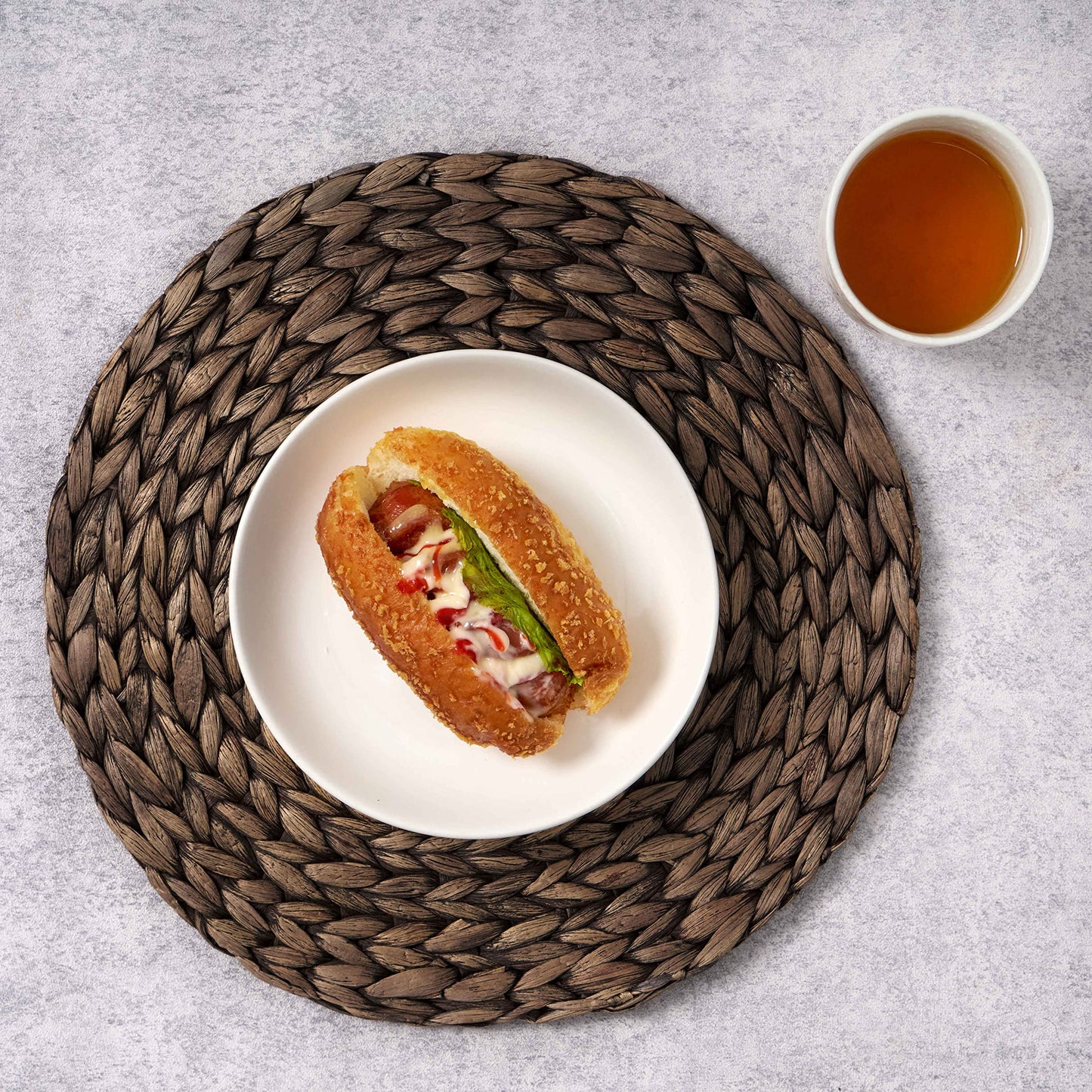 (4 Sizes: 12"-13"-14"-15") BARIEN Rustic Woven Placemats Round Set of 6, Natural Water Hyacinth Weave Placemat for Dining Table, Large Handmade Woven Placemats Heat Resistant Non-Slip (13" - Set 6)