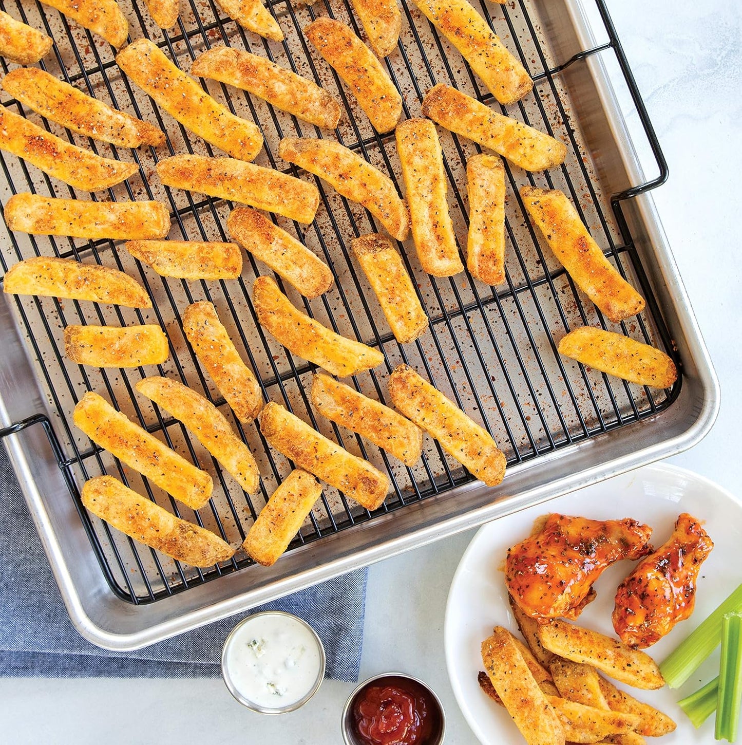 Nordic Ware Extra Large Baking Tray - Crisping Rack for Perfectly Cooked Meals | Silver Finish