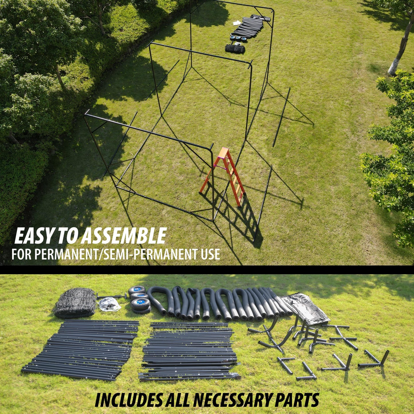 Heavy Duty Baseball & Softball Batting Cage with Wheels – Commercial-Grade Portable Batting Cage for Backyard, Driveway, Training & Club Use | Multi-Sport Practice | Easy Setup (20 FT)