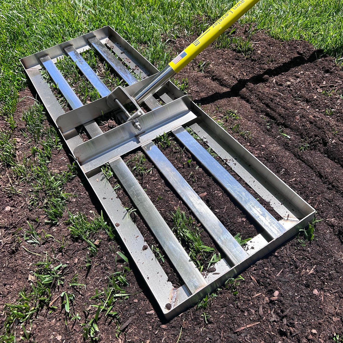 Rocklin™ Lawn Leveling Rake | Stainless Steel | 30" x 10" Ground Plate | 78" Extra Long Handle for Yard for Dad, Husband & Men