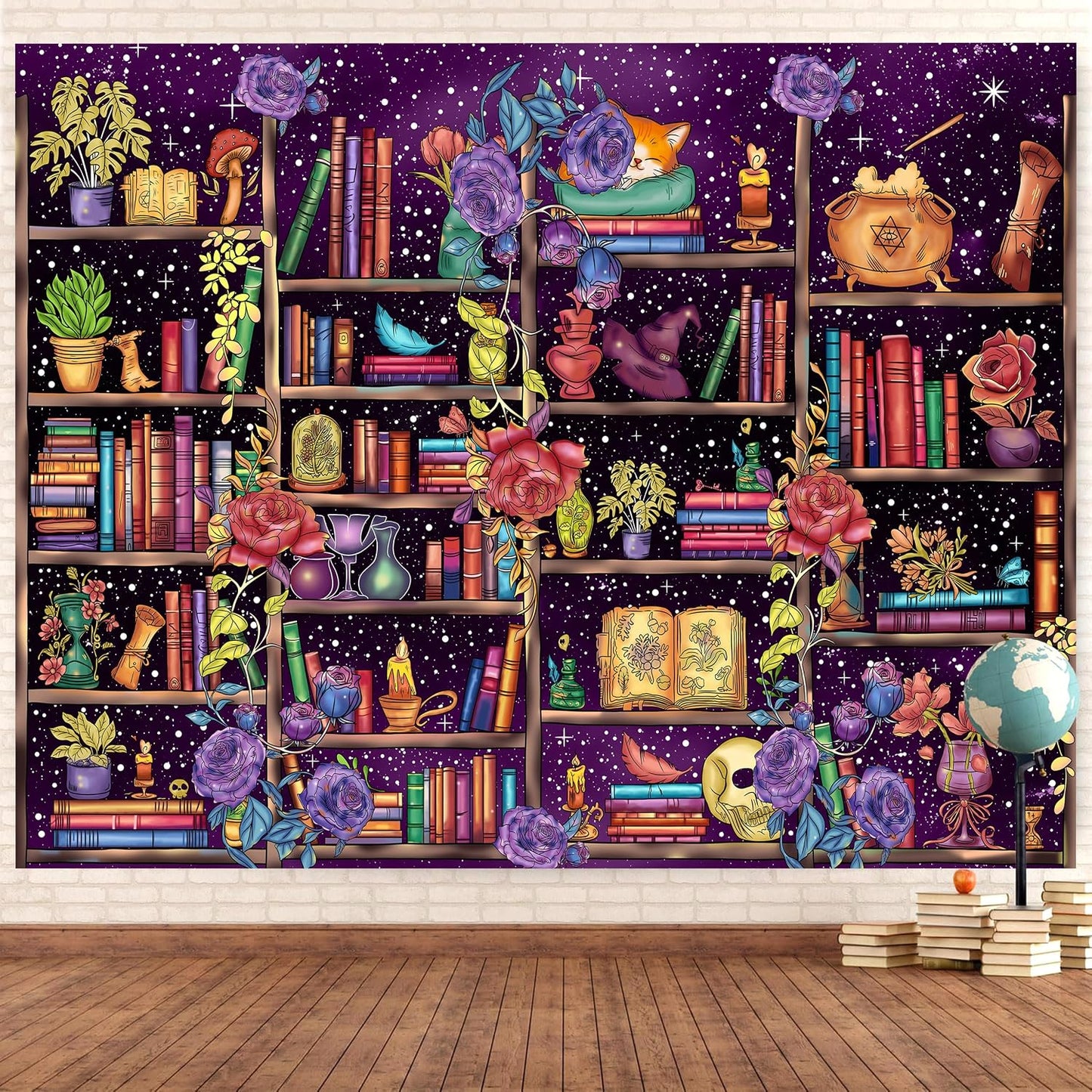 Atlastrip 8x6 Medieval Bookshelf Backdrop FT Bookcase Photography Background Bookshelf Library Backdrops Wall Hanging