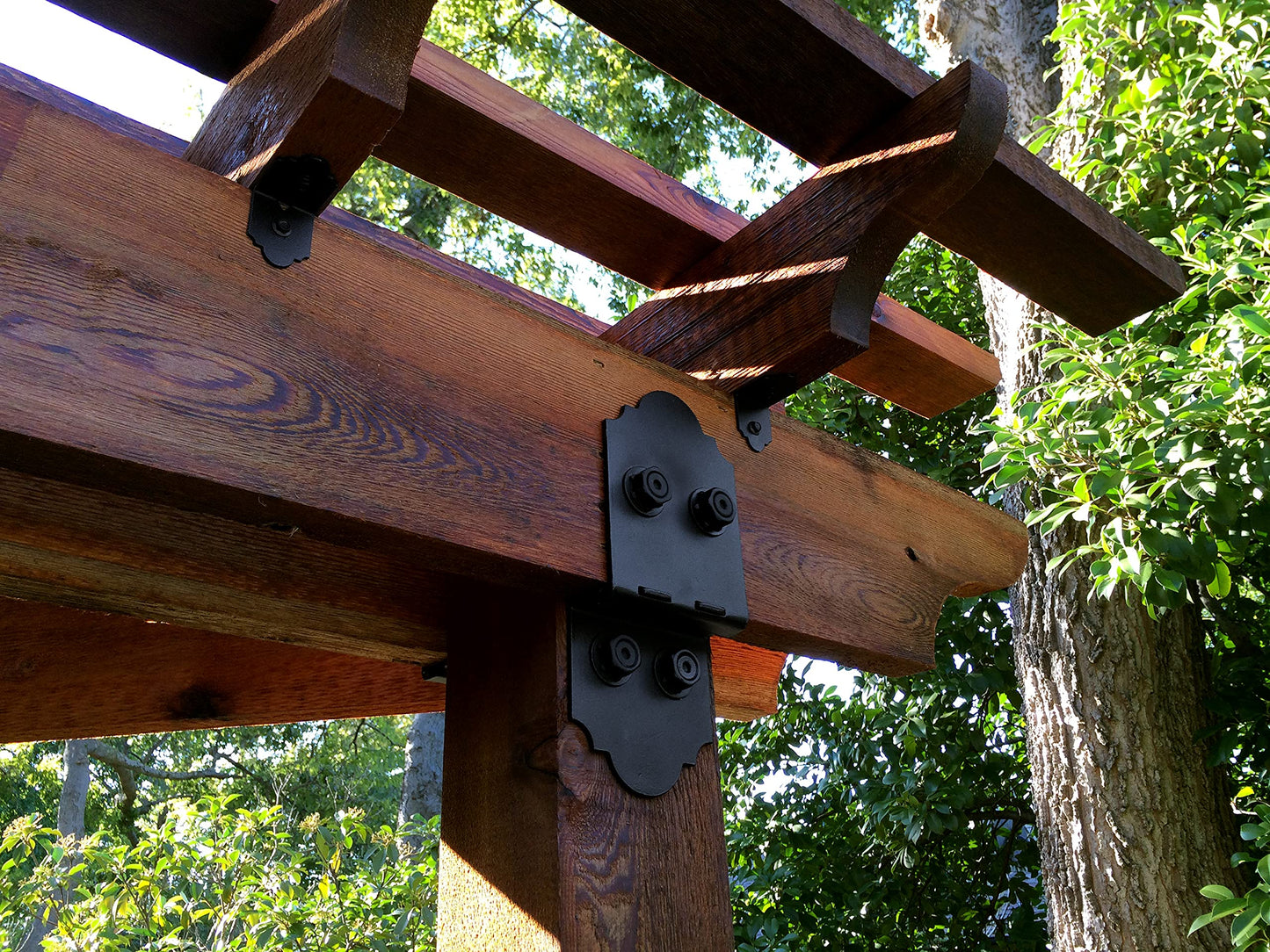 OZCO 2 Pcs Laredo Sunset Post to Beam Connector 8" | Decorative Post to Beam Bracket for Pergola, Pavilion, Deck and Outdoor Wood Structures | Powder-Coated Galvanized Steel Hardware
