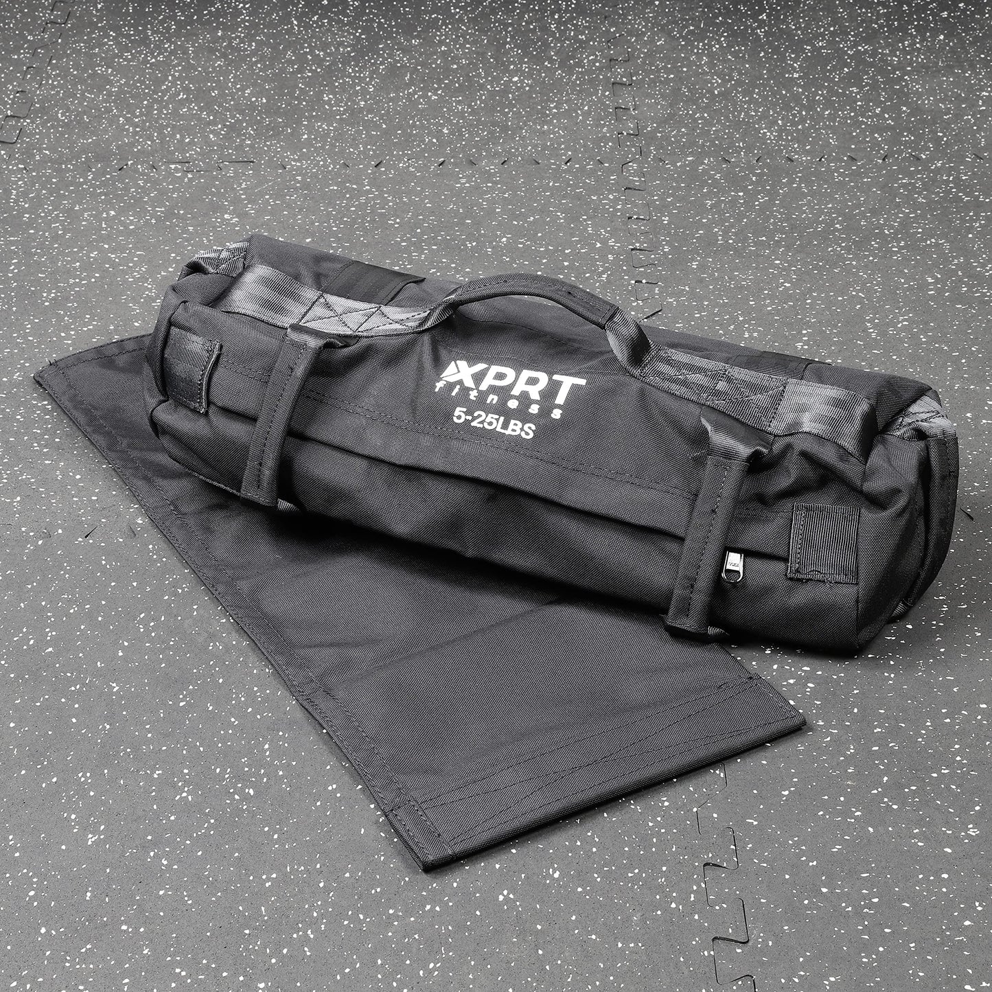 XPRT Fitness Workout Sandbag for Heavy Duty Workout Cross Training 7 Multi-positional Handles - Color Army Green/Black/Camo (Black Set of 3, Small+Medium+Large)