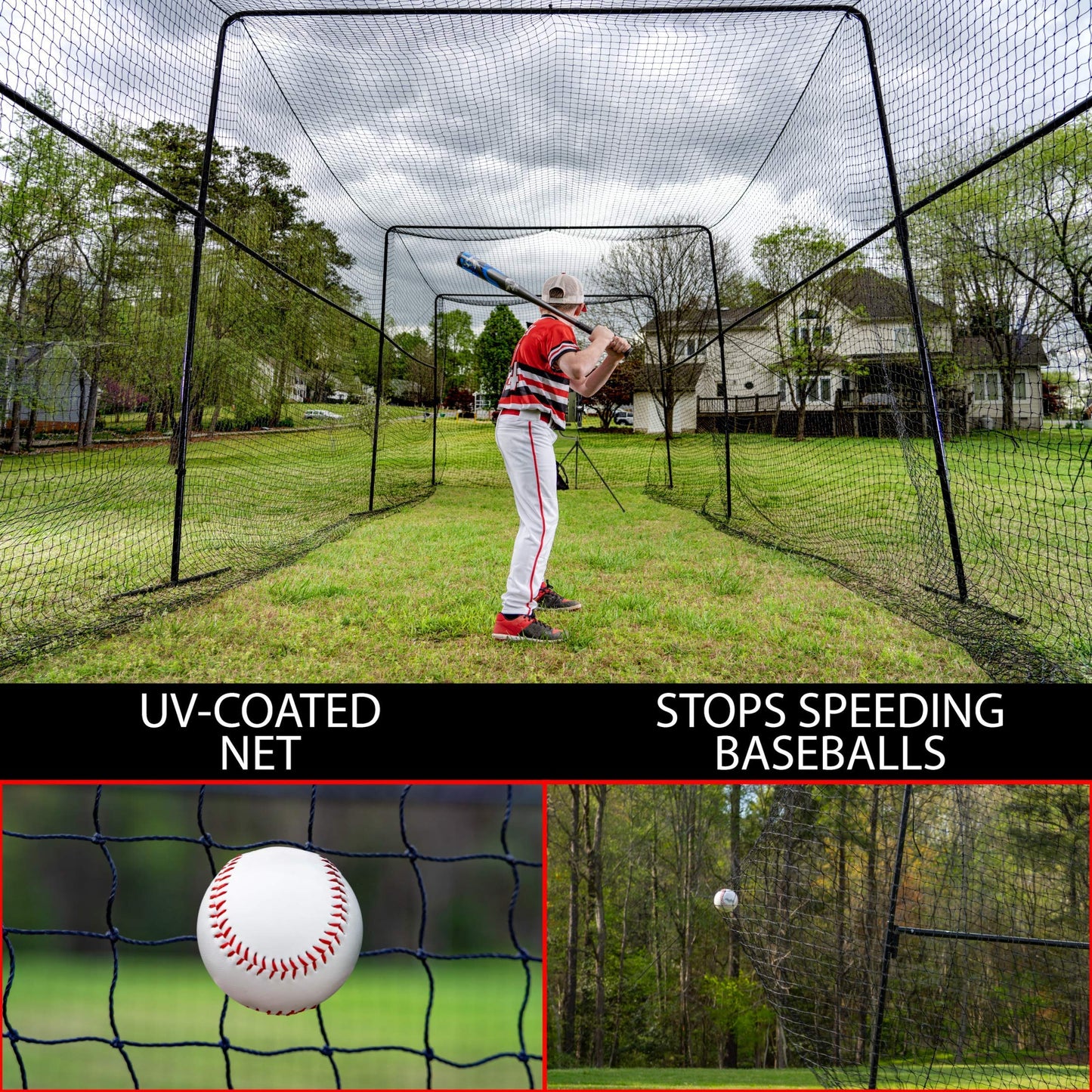 ANYTHING SPORTS 40 Foot Collapsable Batting Cage, Perfect Baseball Batting Cage, Softball Batting Cage, Complete Package with Frame and Netting. Freestanding Portable Batting Cage for Backyard