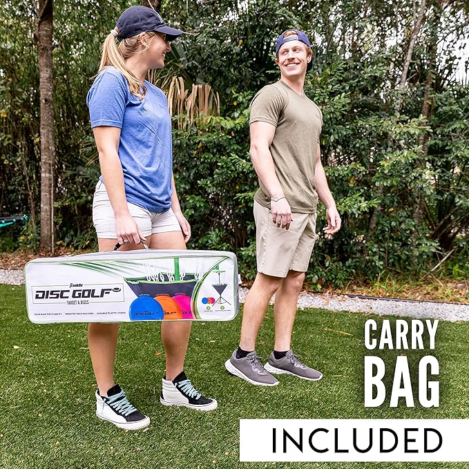 Franklin Sports Disc Golf Baskets - Portable Disc Golf Target with Chains Included - Disc Golf Basket Stand Equipment for Hole + Course Creation