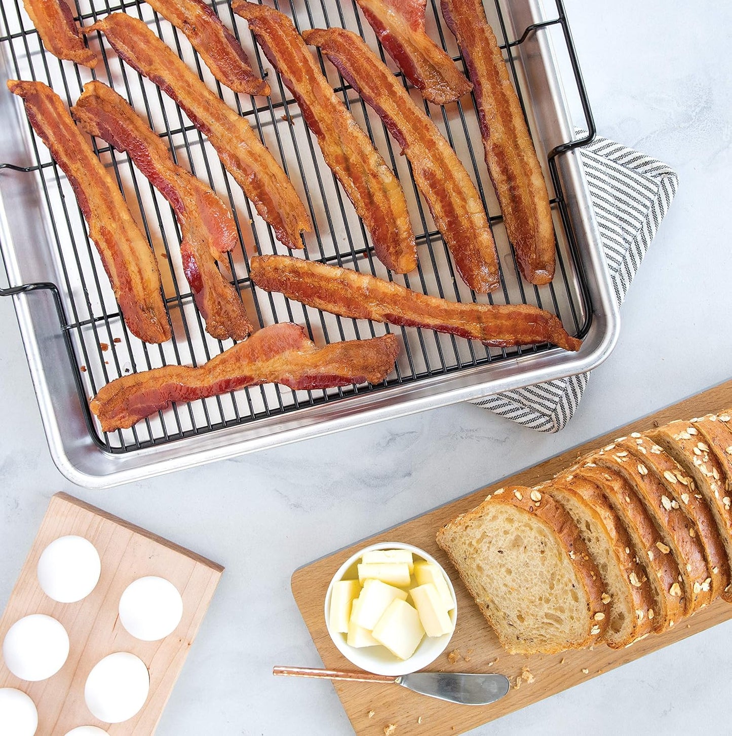 Nordic Ware Extra Large Baking Tray - Crisping Rack for Perfectly Cooked Meals | Silver Finish