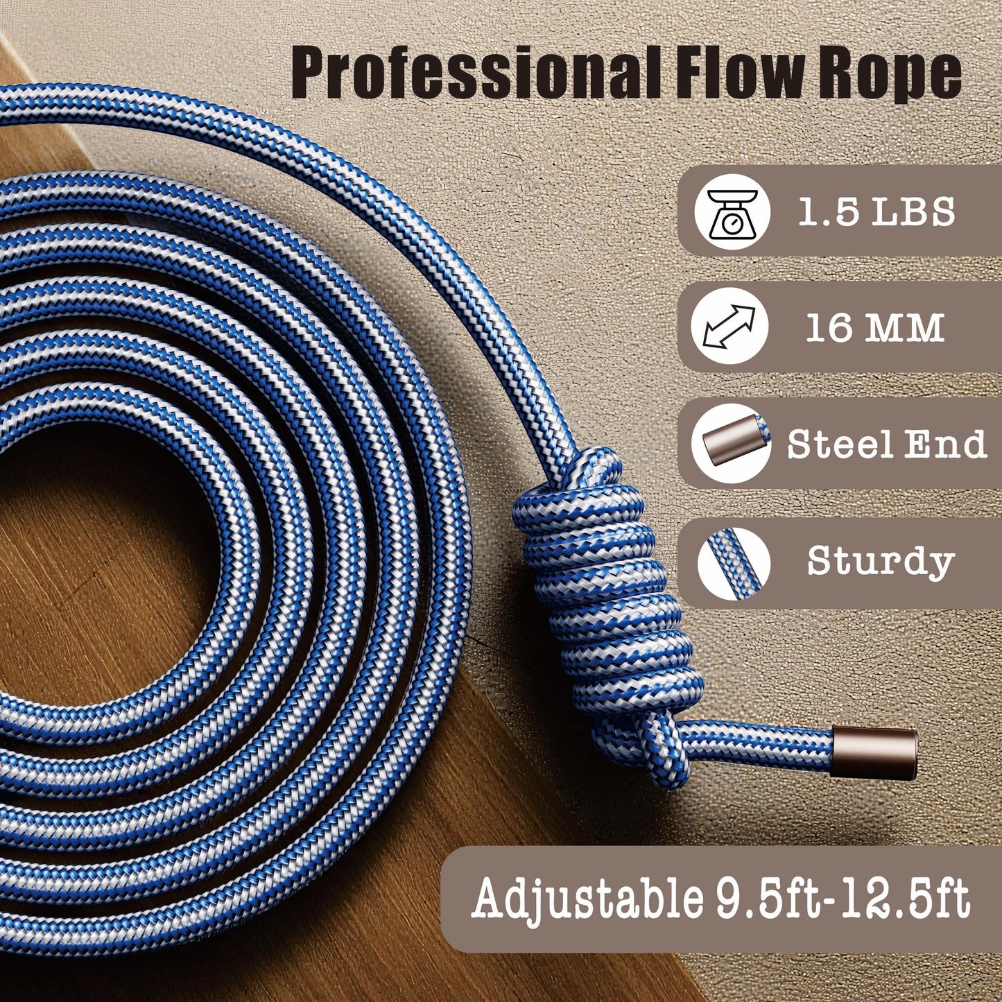 Flow Rope Weighted Fitness Jump Rope for Women Men Workout, Adjustable 1.5LBS Heavy Rope for Adult Exercise, Mobility & Coordination Training Home Gym & Outdoors, Gift Ideas