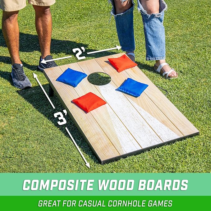 GoSports 3 x 2 ft Cornhole Board Set - Portable Outdoor Toss Game for Adults & Family - Includes Set of 8 Bean Bags with Built-in Storage - Choose Your Style