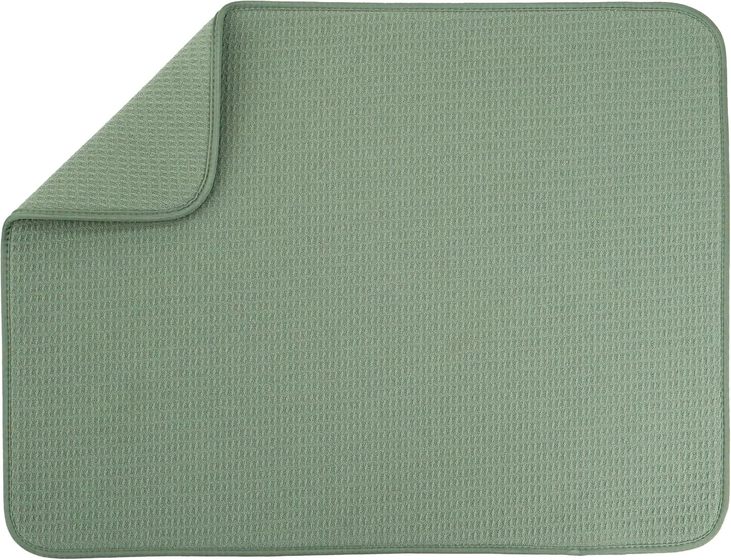 S&T INC. XL Dish Drying Mat - Absorbent Microfiber Kitchen Counter Pad | 18” x 24”, Sage Green