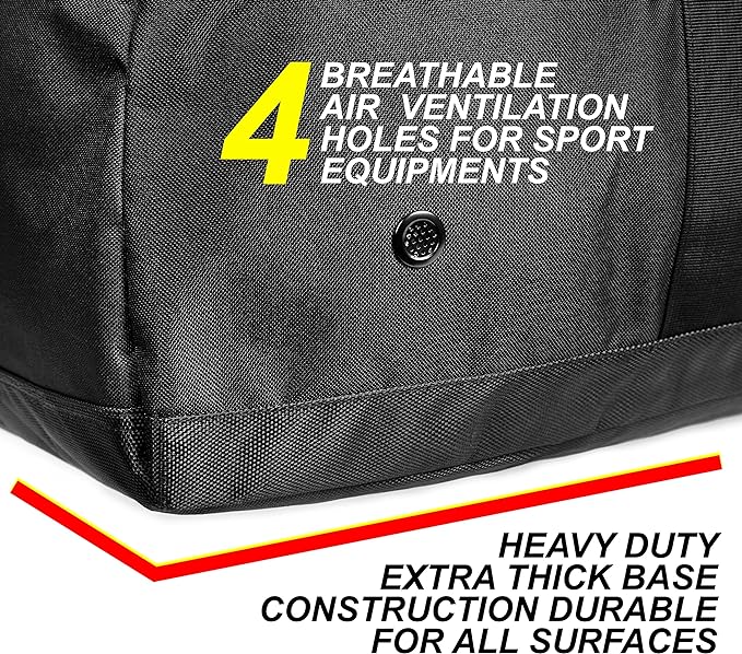 Fitdom 132L 36" Heavy Duty Extra Large Sports Gym Equipment Travel Duffel Bag W/Adjustable Shoulder & Compression Straps. Perfect for Soccer Baseball Basketball Hockey Football Team Coaches & More
