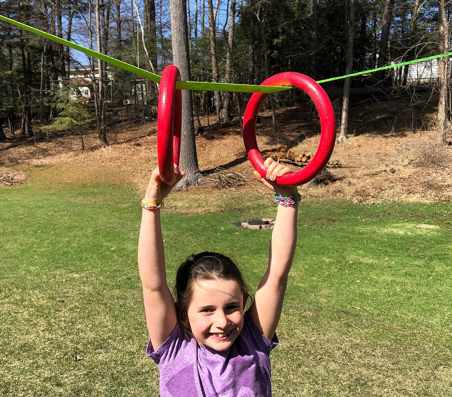 AP Plus Ninja Warrior Rings - Set of 2 Large Red, Traverse Gymnastics Climbing, with use on Obstacle Courses and Slack Lines, Outdoor Playground Equipment Accessories, Training