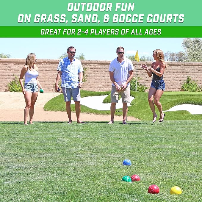 GoSports 90 mm Bocce Ball Sets - Outdoor Lawn Game - Composite or Resin