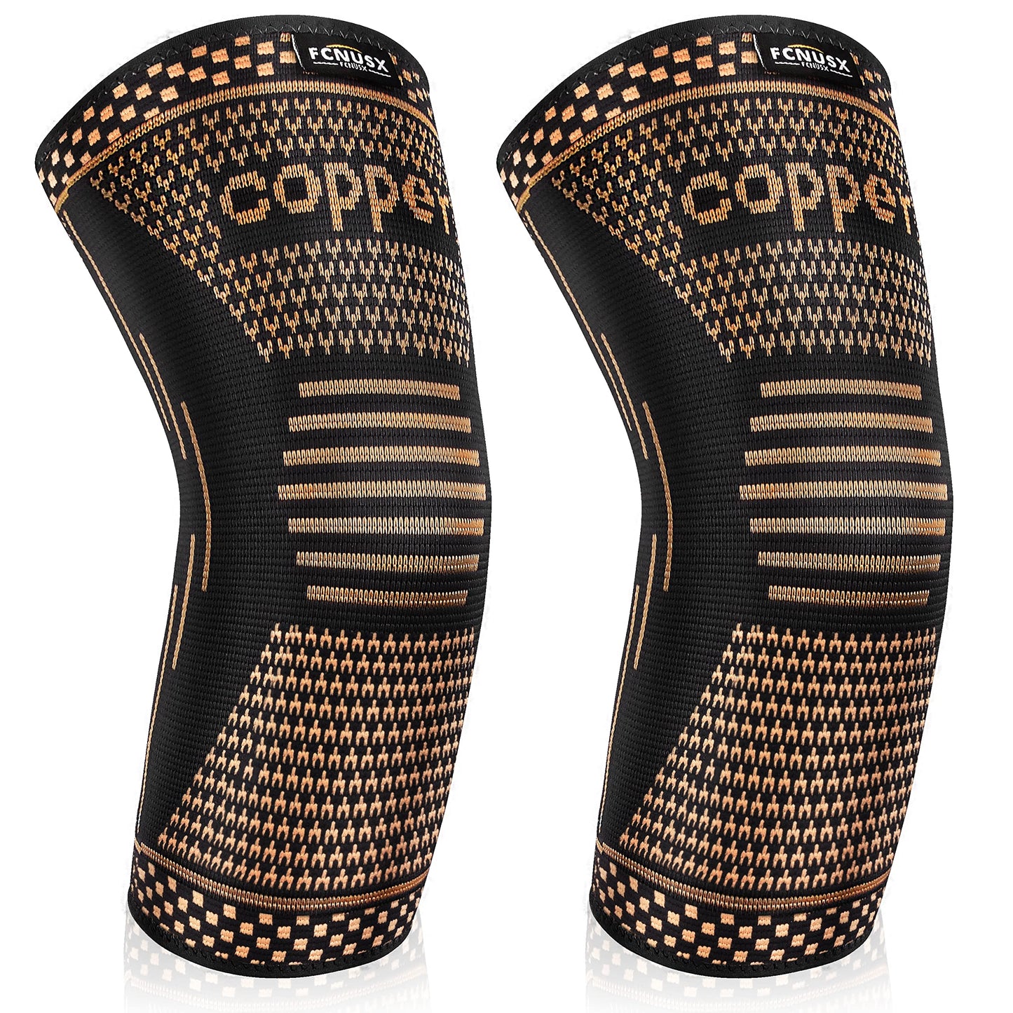 FCNUSX Copper Elbow Brace Compression Sleeves for Pain Relief Men & Women, Arm Support Forearm Pads Braces for Tendonitis, Tennis, Golfers, Arthritis, Weightlifting (Medium, Black)
