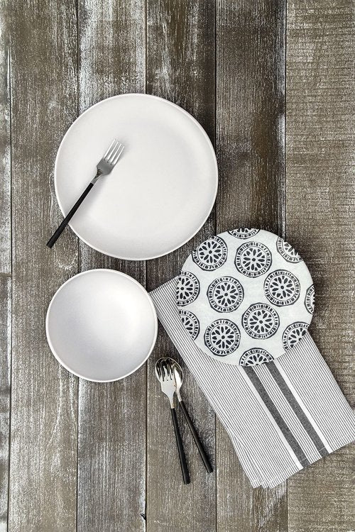 Abode Homewares Matte Craft Coupe 10.5'' Dinner Plate Durable Melamine Indoor/Outdoor, Shatter-Resistant, and Dishwasher Safe Dinnerware for Camping and Outdoor Dining - White - Set of 6