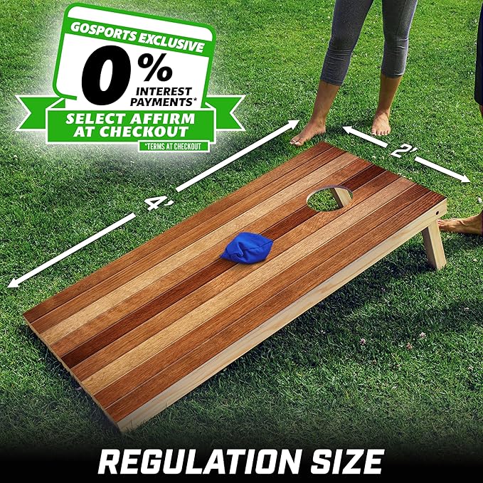 GoSports 4 x 2 ft Regulation Size Wood Cornhole Boards - 10 Vintage Wood Designs (Choose Your Style)