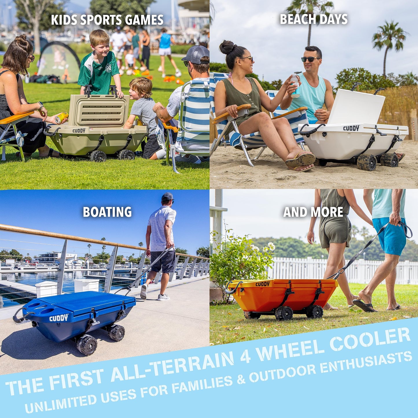 Cuddy Crawler Cooler with Wheels – 40 QT Amphibious Floating Cooler and Dry Storage Vessel - Navy