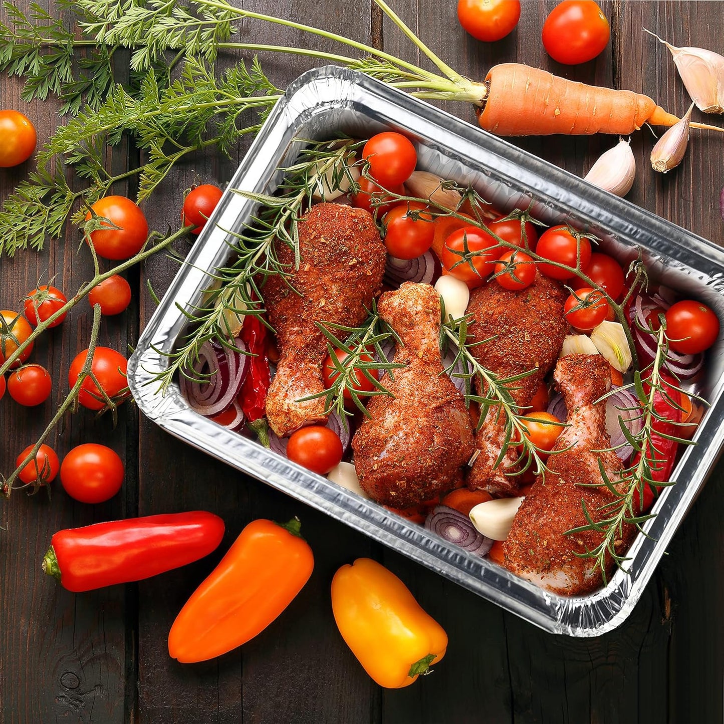 NYHI 9x13 Aluminum Pans With Lids - Disposable Foil Catering Trays for Baking & Roasting | 10 Pack