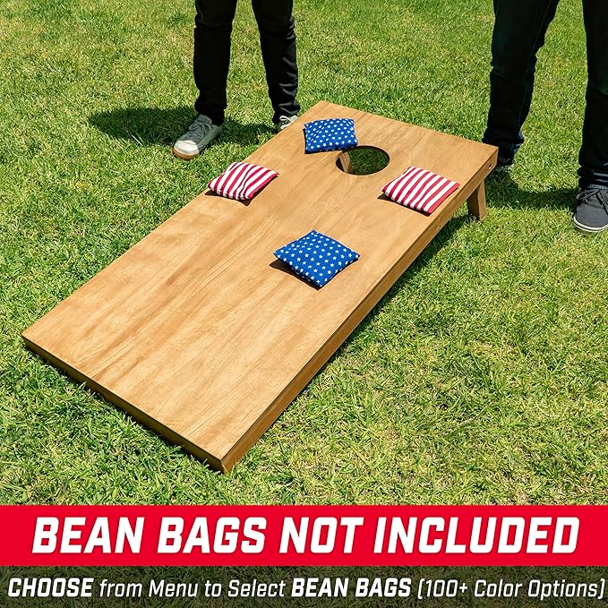 GoSports 4 ft x 2 ft Regulation Size Wooden Cornhole Boards Set - Includes Carrying Case - Full Regulation Size Bean Bag Toss Boards