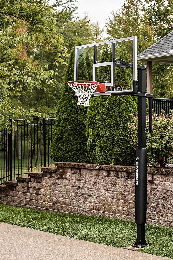 Silverback In-Ground Basketball Hoops, Adjustable Height Tempered Glass Backboard and Pro-Style Flex Rim. - Multiple Styles Available