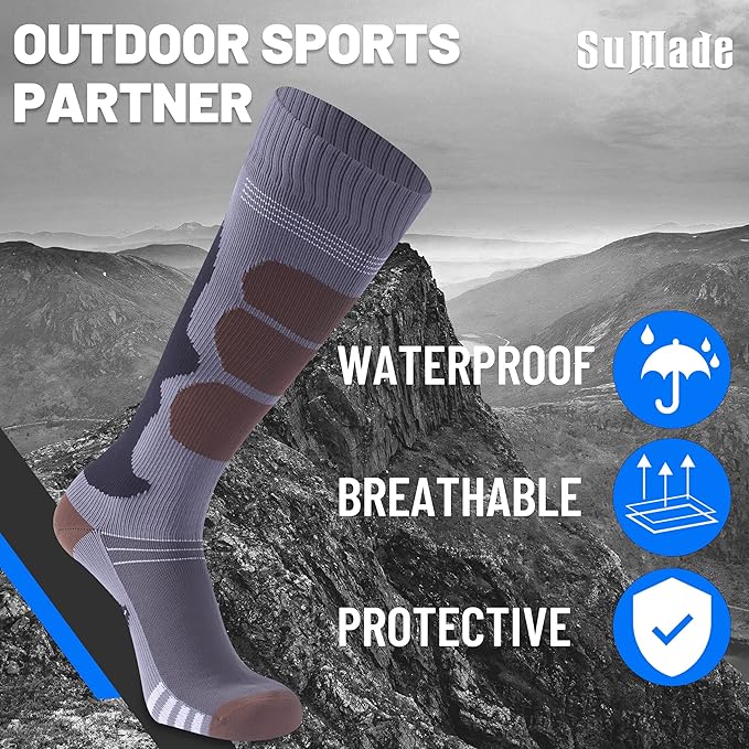 Waterproof Socks, Men Women Knee High Hiking Kayaking Socks 1 Pair